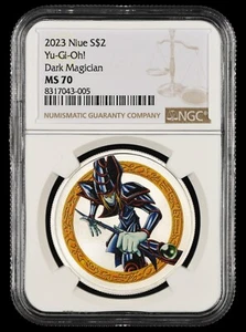 2023 Niue 1 Ounce Silver Colorized $2 Yu-Gi-Oh! Dark Magician NGC MS70 - Picture 1 of 2