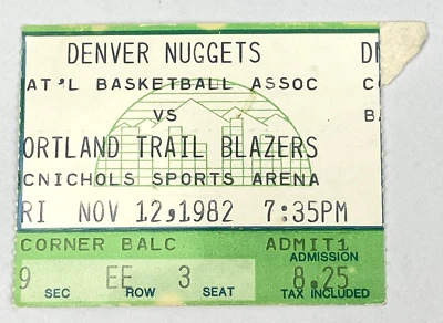 1982 Denver Nuggets vs Portland Trail Blazers Ticket Stub Nov 12 VTG McNichols - Image 1 of 4
