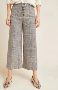 ANTHROPOLOGIE - Roma Plaid Chenille Cropped Trousers – Size 14 - Picture 1 of 10