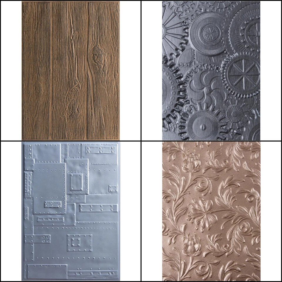 Tim Holtz Sizzix 3D TEXTURE FADES Embossing Folder- U PICK Sparkle, Woodgrain