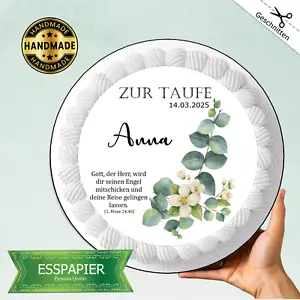 Torten Aufleger Essbar Taufe Mit Name und Datum Tortendeko Esspapier - Bild 1 von 7