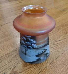 1900-1920's Carnival Glass Winter Scene Iridescent 5x4 Fitter Shade - Picture 1 of 5