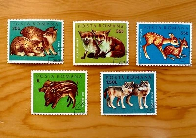 Stamps of Romania issued 1972 Animals set of 5 Cancelled with gum Light Hinge - Image 1 of 2