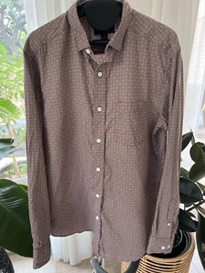 Johnston & Murphy Hemd Knopfleiste Herren M Orange Blau Weiß Geometrisch Langarm - Bild 1 von 10