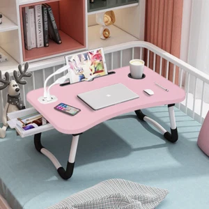 Folding Laptop Table Bed Tray Portable Computer Breakfast Desk Stand 4 USB Ports - Picture 1 of 11