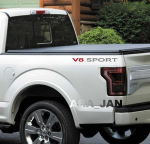 V8 SPORT Vinyl Decal Truck bed Pickup racing sticker logo emblem SILVER/RED - Bild 1 von 1