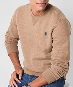 U.S. Polo Assn. Crew Fleece Herren Large bestickt Rundhals Langarm - Bild 1 von 3