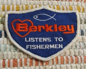 Vintage Fishing LISTENS TO FISHERMEN Patch Advertising Vest Hat Berkley - Picture 1 of 2