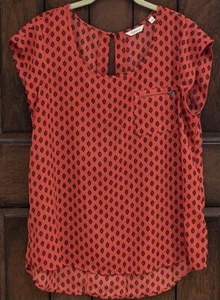 REITMANS Women's Top Short Sleeve Size Large Multicolor Zippered Pocket EUC - Picture 1 of 8
