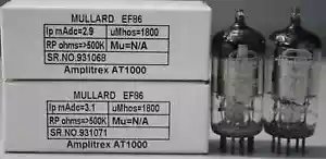 EF86 Mullard "O" Getter Made in Gt.Britain Amplitrex Tested Qty 1 Match Pair - Picture 1 of 6