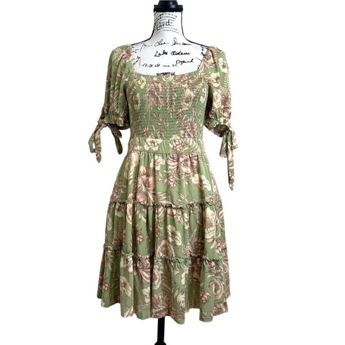 VETEMENTS Abito donna Agua Bendita Target verde fumè floreale taglia S Cottagecore