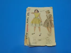 VTG 1940s Sewing Pattern Girls Dress W/Peplum Size 8 Simplicity 2785 - Picture 1 of 3
