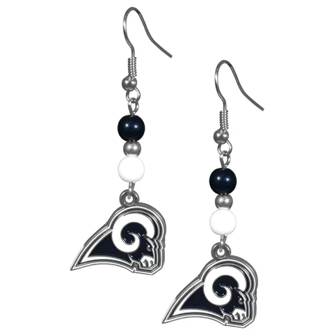 Los Angeles Rams Dangle Earrings Fan Beads w/ Charm NFL Football Jewelry Cover