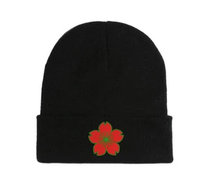Sakura Blüte japanisches Symbol bestickt Beanie Mütze Winter Herbst - Bild 1 von 3