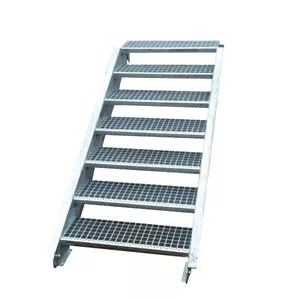 Scala in acciaio scala 7 gradini larghezza 160 cm / altezza piano 100-140 cm zincata - Foto 1 di 5
