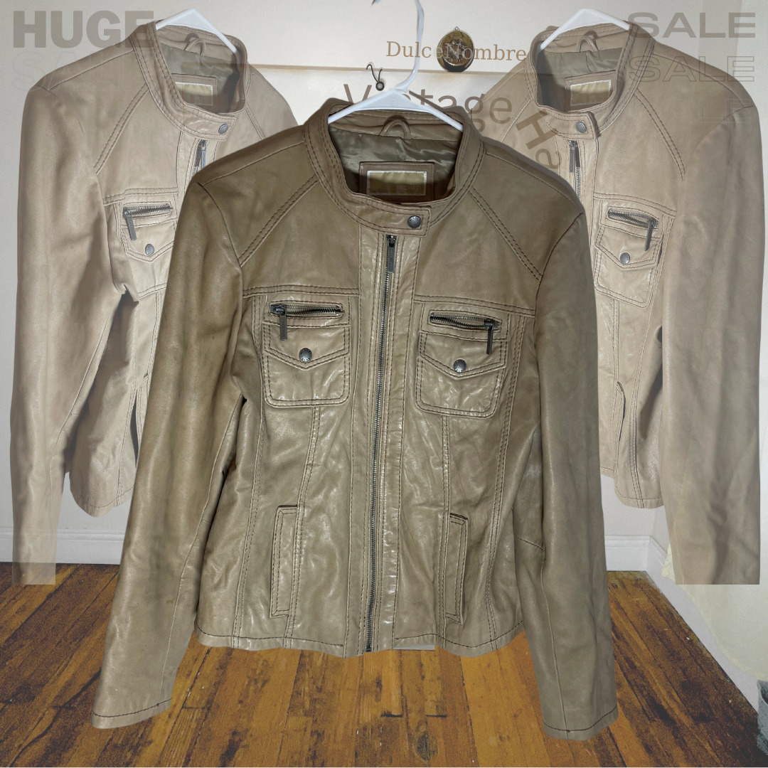 Michael Kors Beige Leather Outer Shell Coats, Jackets Michael Kors Beige Leather Outer Shell Coats, Jackets