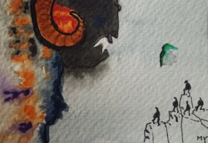 ACEO Original - Monster & Men - Aquarell 2,5 x 3,5 signiert - Bild 1 von 3