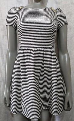 复古 Y2K Juicy Couture 海军蓝白色条纹金色线连衣裙 适合 n Flare 0 — 第 1/4 张图片