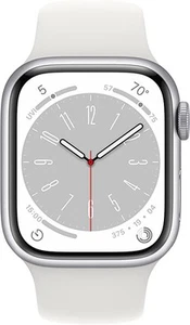 Apple Watch Series 8 41mm Silver Aluminum White SportBand GPS+Cellular Very Good - Picture 1 of 3