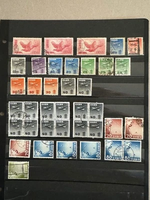 Japan group of 37 airmail stamps Scott Cat C11/C41 1950-1953 with dups - Image 1 of 2