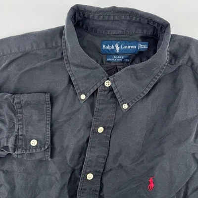 Camisa Ralph Lauren Blake XXL para hombre negra seda lino abotonada Foto 1 de 4
