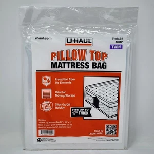 U-Haul Twin Pillow Top Mattress Bag for Moving or Storage Fits up to 17" Thick - Picture 1 of 4