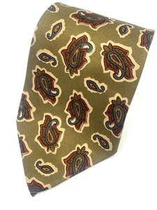 Polo by Ralph Lauren Men's 100% Silk Men's Paisley Necktie Olive Green 58"L 4"W - Picture 1 of 7