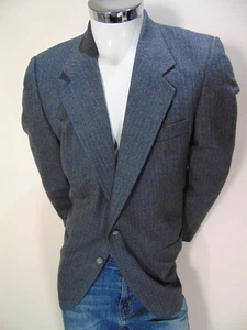 Valentino Blazer Mens 40R Gray Striped Suit Jacket Ventless Sport Coat Vintage - Picture 1 of 11