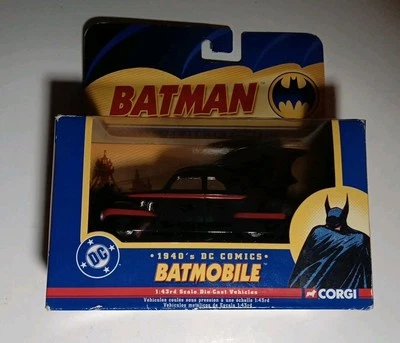 Batman Batmobile Black and Red DC Comics 1940's Die Cast Vehicle 1:43 Scale (a5) - Image 1 of 4