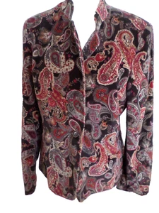 Ladies Size 12 Vintage Talbots Lined Velvet Paisley Cotton & Silk Jacket - Picture 1 of 6