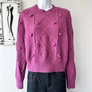 Elodie Purple Cozy Knit Pullover Textured Cabin Sweater Size XL - Picture 1 of 10