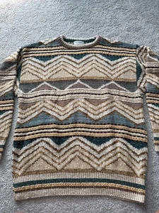 Tricots St Raphael Geometric Sweater Size L Knit Multicolor Soft Made in USA - Picture 1 of 5