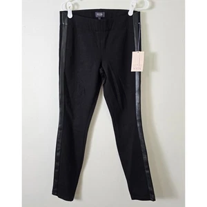 NYDJ Hose Damen 2 Marilyn Straight Neu mit Etikett schwarz Kunstleder gestreift - Bild 1 von 14