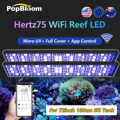 2PCS PopBloom Led Aquarium Light Full spectrum for 72" Saltwater Coral Reef Tank - Image 1 of 4