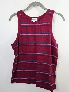 Evereve Tanktop Pink Women's Crewneck Stripe Small Classic 100% Cotton - Picture 1 of 4