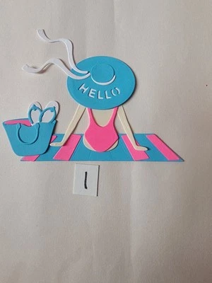 1 toalla de playa de verano para dama•sombrero•bolso•chanclas •tarjeta troquelada de cartulina ver fotos Foto 1 de 2