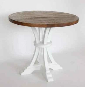 ARMIDALE RUSTIC ROUND DINING TABLE MANGO TIMBER 85 CM. DARK HONEYWHITE - Picture 1 of 2