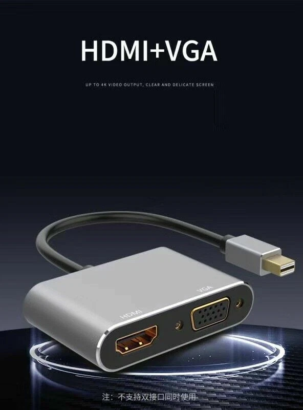 Mini DP Display Port to HDMI VGA 2 in 1Thunderbolt Adapter For Macbook Pro/Air - Image 1 of 4