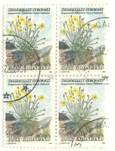 GREENLAND #196 USED BLOCK OF 4 - Picture 1 of 1