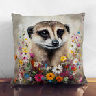 Plump Cushion Meerkat Floral Art Soft Scatter Throw Pillow Case Cover Filled