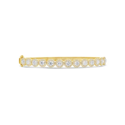 3.17 TCW 14k Gelbgold Natürlich Rundschliff Diamant Armreif Armband Clip Schloss - Bild 1 von 2