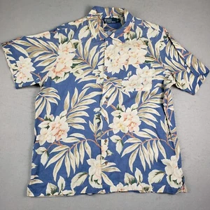 Vtg Polo Sport Ralph Lauren Linen Shirt Men's L Floral Button Up Loop CollarCamp - Picture 1 of 9