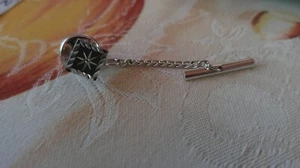 Vintage Silver & Black Starburst Tie Tack – Square, Unmarked - Picture 1 of 2