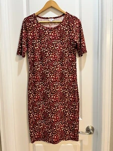 LuLaRoe Julia Dress Size Medium Burgundy Floral Print. - Picture 1 of 4