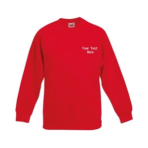 Personalised Embroidered Kids Classic Raglan Sweat Top Schoolwear Uniform Jumper - Picture 1 of 12