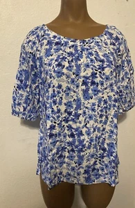Alex & Jordan weiß/blau Blumenmuster Top S Sommer Frühling neu Einzelhandel 49 $ - Bild 1 von 9