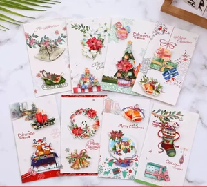 Handmade 3D Christmas Cards Pack of 8 with Envelopes - Picture 1 of 17