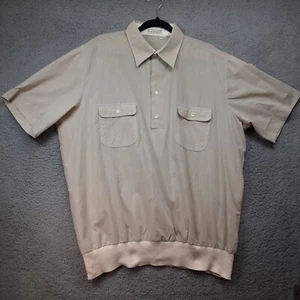 VTG Norm Thompson Shirt Mens XL Polo Shirt 1/4 Button Up Pocket Beige Waist Band - Picture 1 of 7