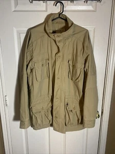 Vintage LL Bean khaki beige Safari Utility Cargo Feldmantel Jacke groß Größe Medium - Bild 1 von 6