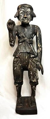 Antique Large Myanmar Burma Nat Wood Carved Figure 19th Century Thailand Temple - Image 1 of 4